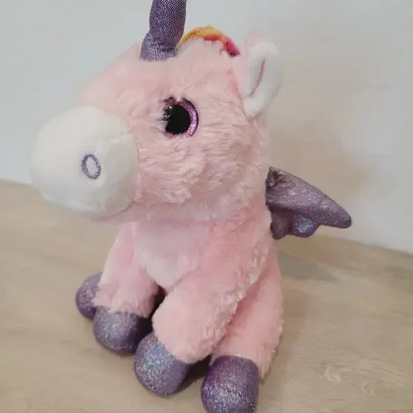 Anico Intl Unicorn Plush Stuffed Animal Pink Purple Glitter Hooves Eyes 10" - Picture 11 of 12